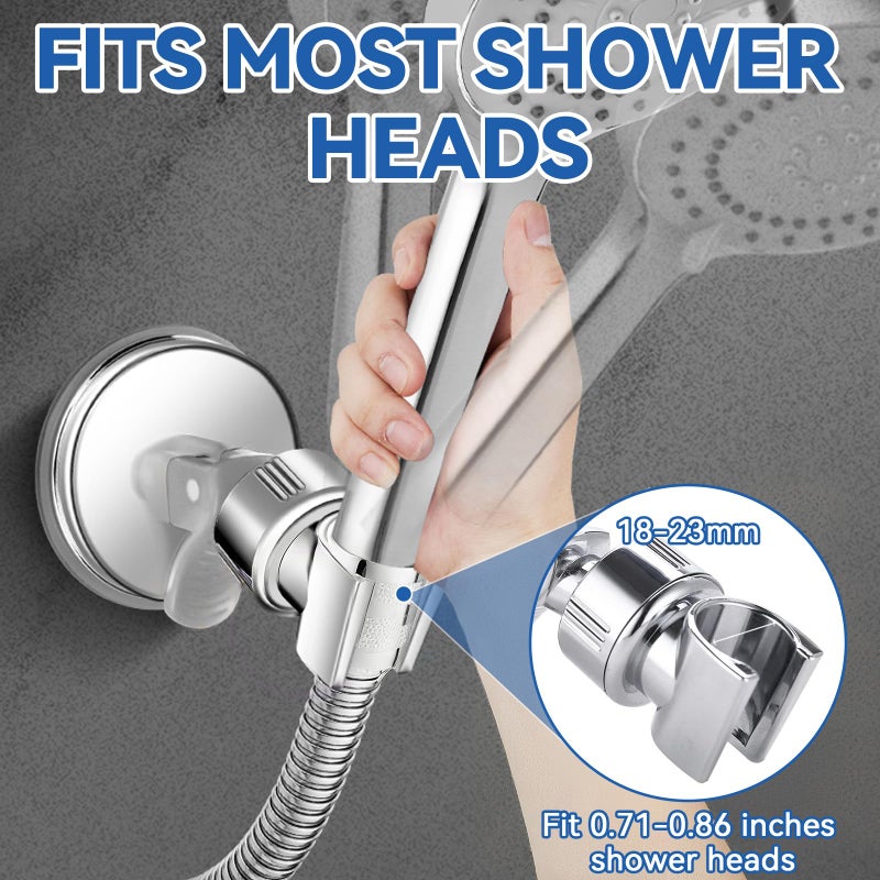 PROZADAHAO Adjustable Shower Head Holder, Bathroom Suction Cup Bracket for Handheld Shower, Removable Wall Mount (Silver-2) - Image 3